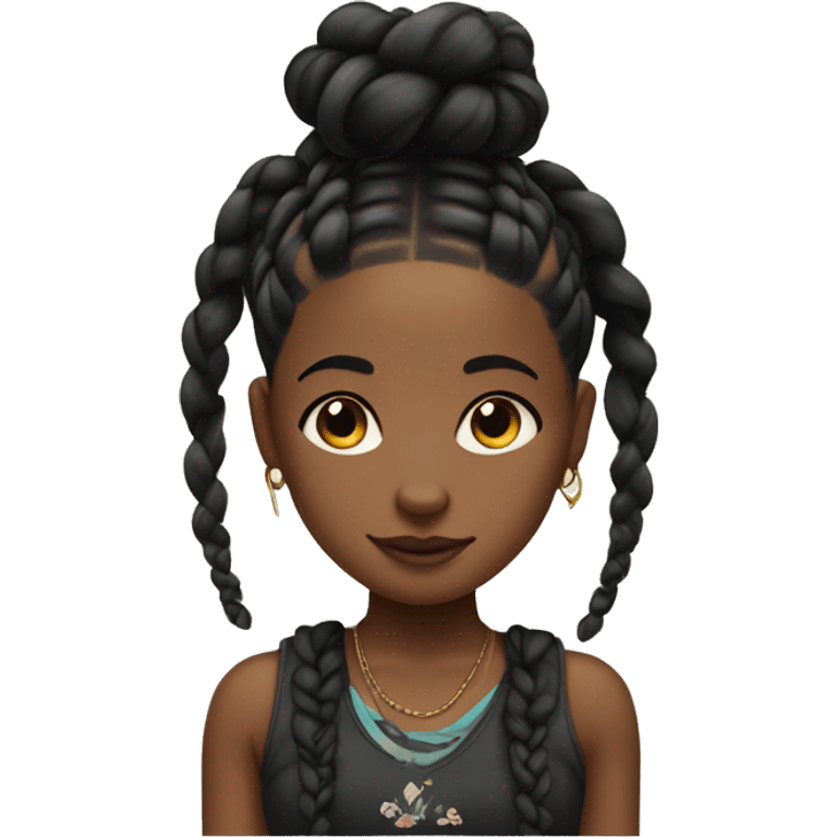 black cute Girl with braids and tattoos emoji