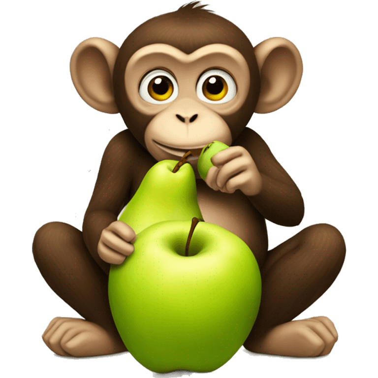 monkey eating pears and apple emoji