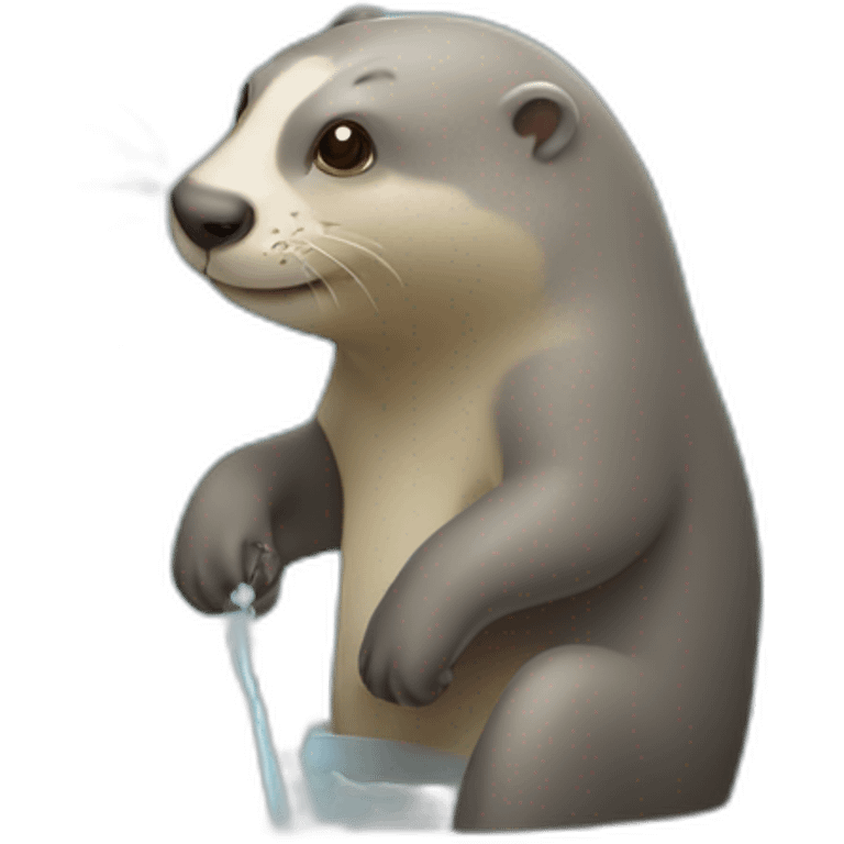 Loutre sur un éléphant qui est au toilette emoji