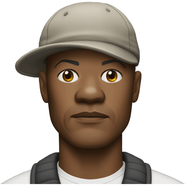 bald samuel l jackson serious wearing shirt and backwards Kangol emoji