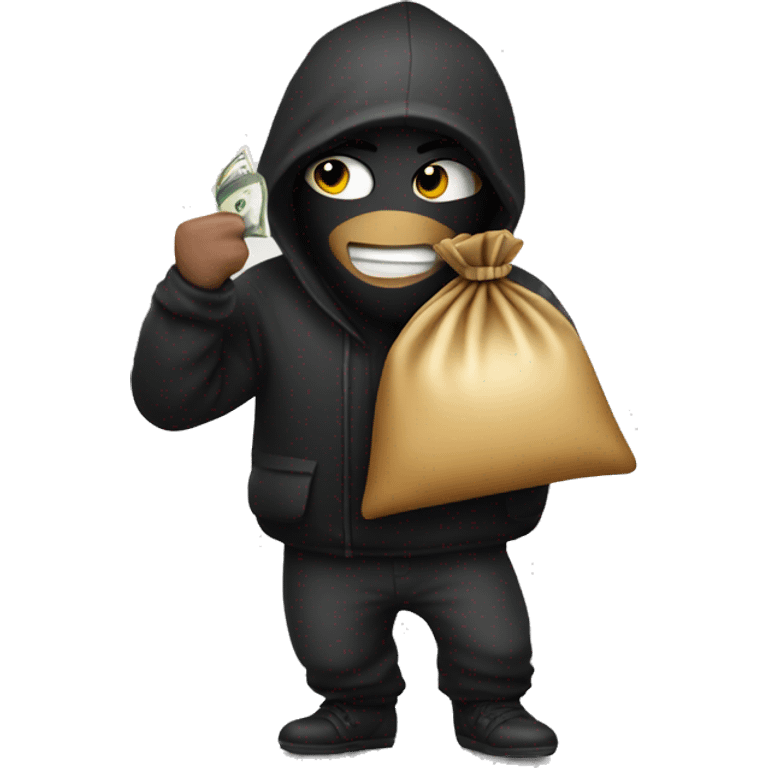 Robber with money bag on back emoji