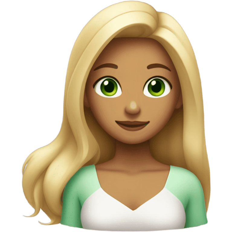 tanned girl with long ombre hair hugging fair girl with blonde hair and green eyes emoji