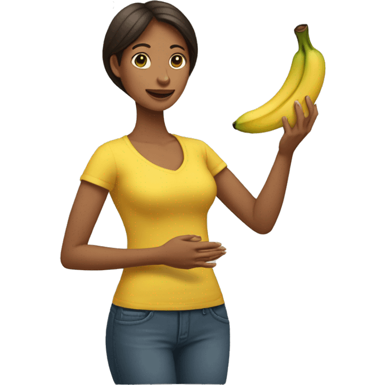 Una mujer con un plátano en la mano emoji