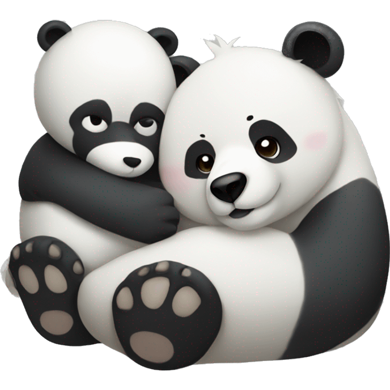 Panda cuddling a polar bear emoji