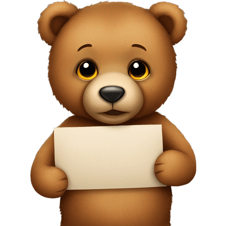 Cute brown teddy bear holding messages  emoji