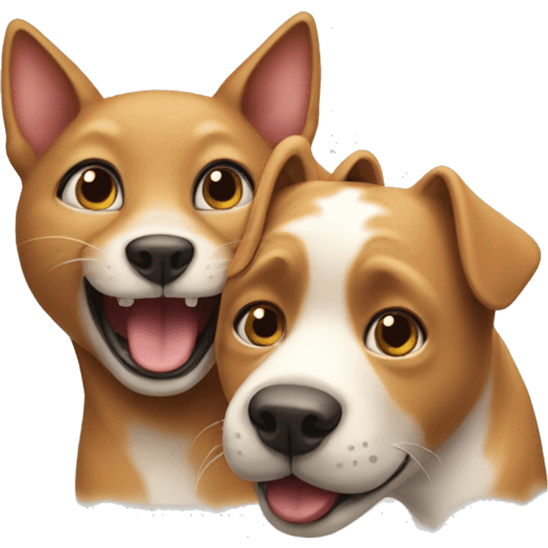 a cat and a dog having fun emoji