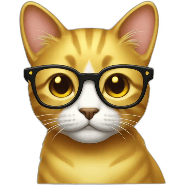 Gold cat with glasses  emoji