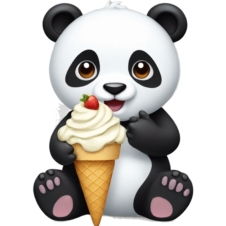 Panda eating ice cream emoji