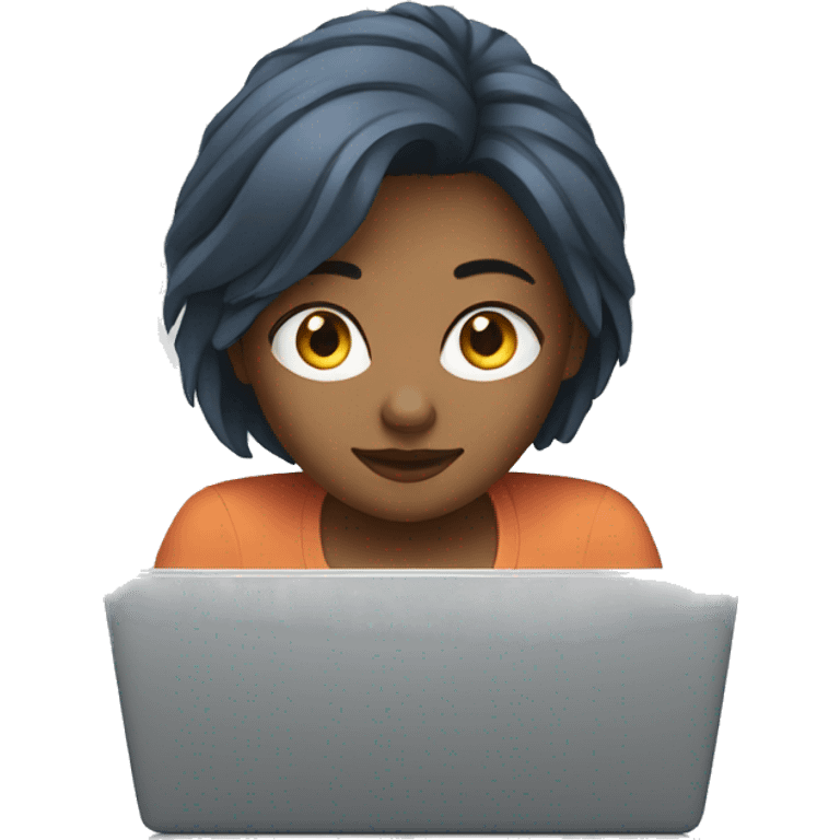 women focused on laptop emoji