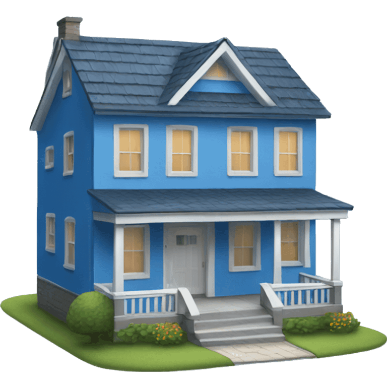 Blue split level style house emoji