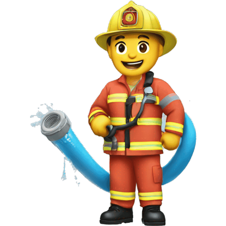 fire fighter holding water hose emoji