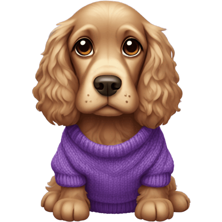 Cocker spaniel in purple sweater emoji