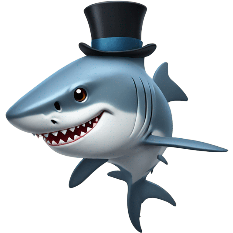 Shark with a top hat emoji