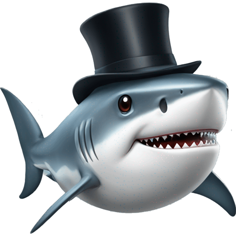 Shark with a top hat emoji