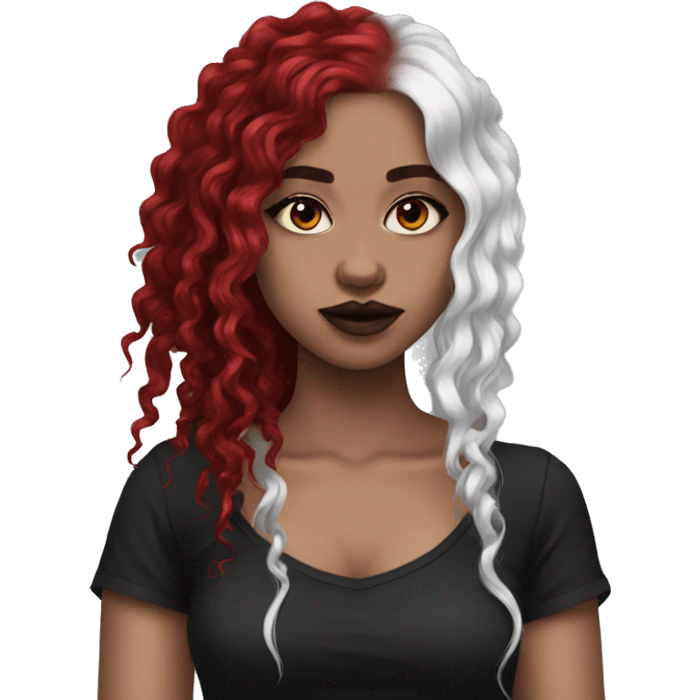 goth girl curly black and red hair emoji