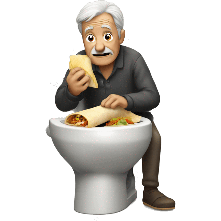 old man on the toilet eating a burrito  emoji