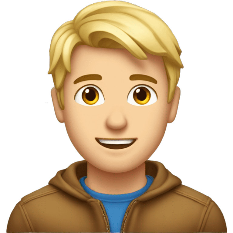 Jeune homme peau légèrement bronzée Beau gosse cheveux courts blond emoji