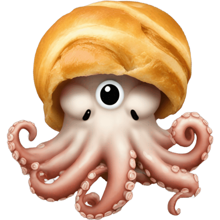 Octopus eating a croissant  emoji