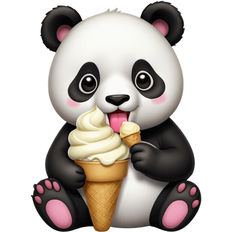 Panda eating ice cream emoji