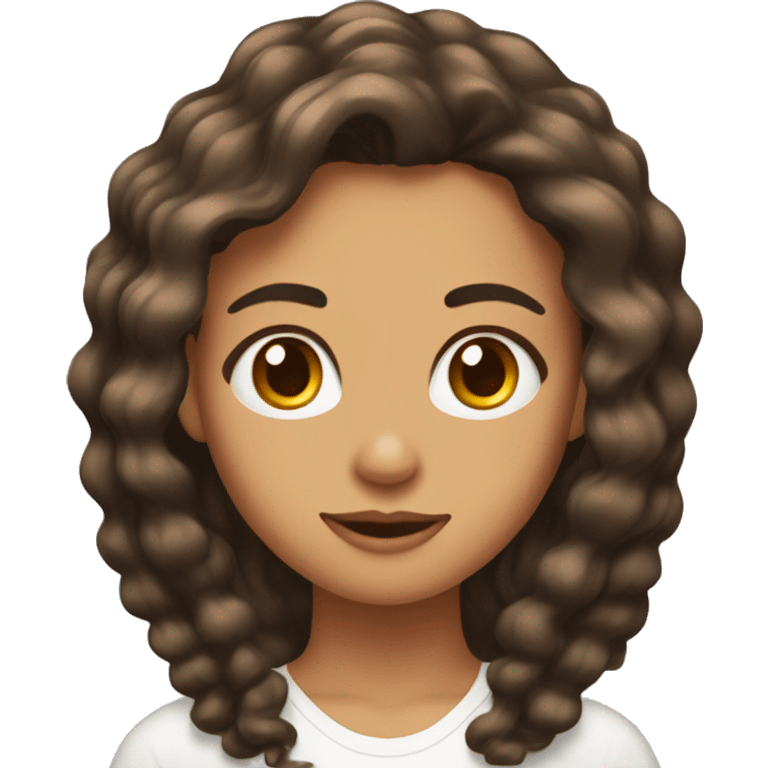 Paquete de emojis de una chica morena, cabello ondulado color marrón  emoji