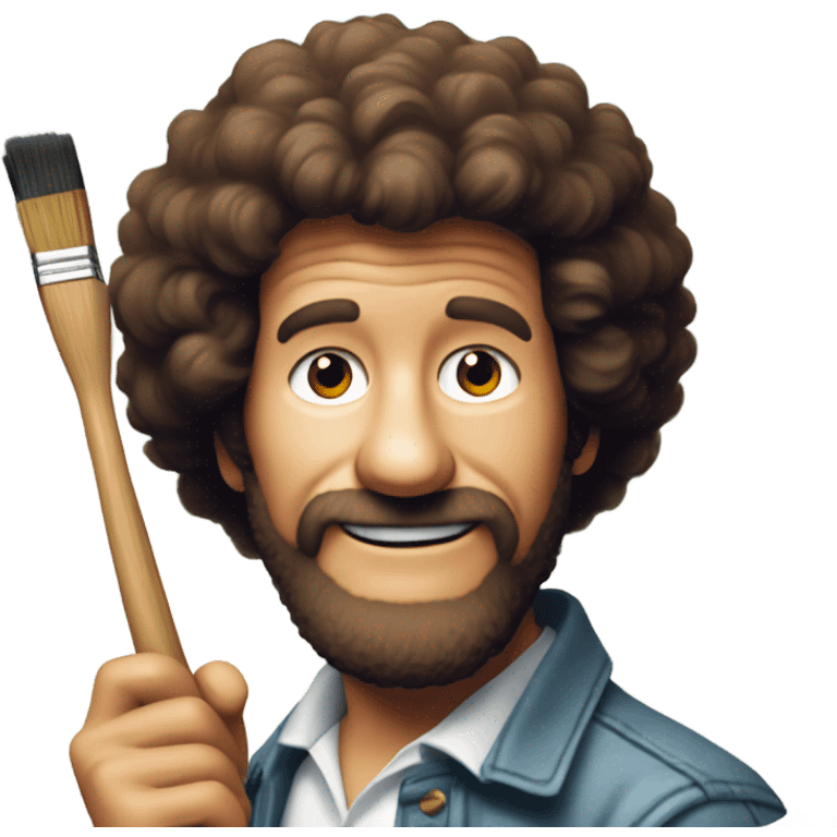 Bob ross holding a paint brush emoji