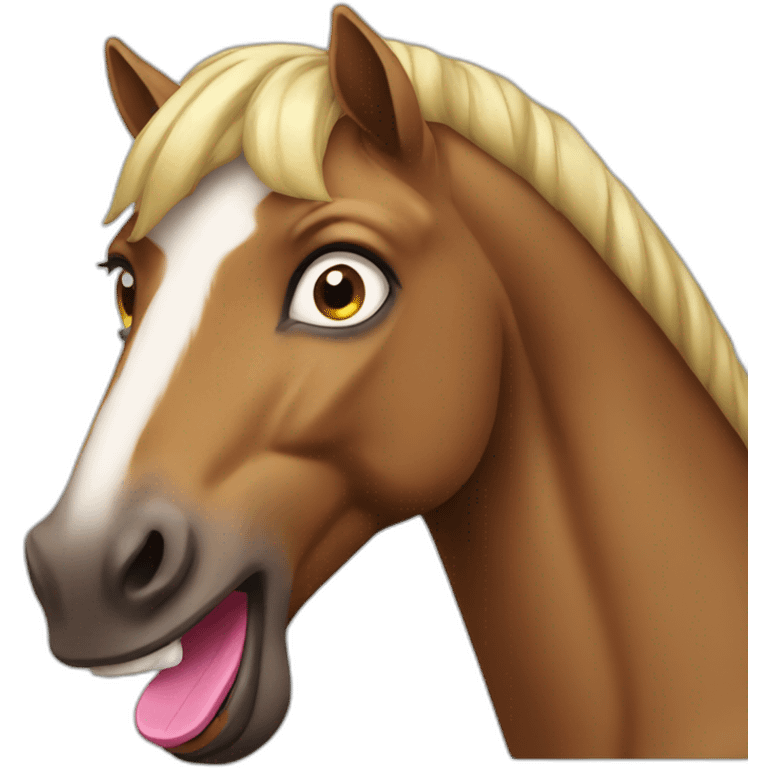 Horse with a giant tongue emoji