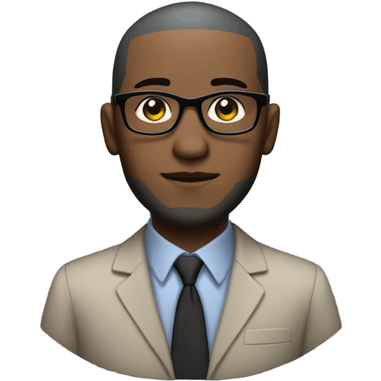 darker deon sanders with small round face and suit and glasses and buzz cut and small eyes and over 50 small gray bearded receding hairline and small black eyes and wrinkled forehead emoji