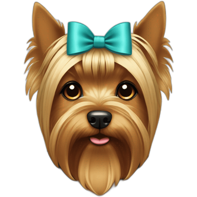 Giant Dog Yorkshire Terrier with bow on the head with ears down emoji