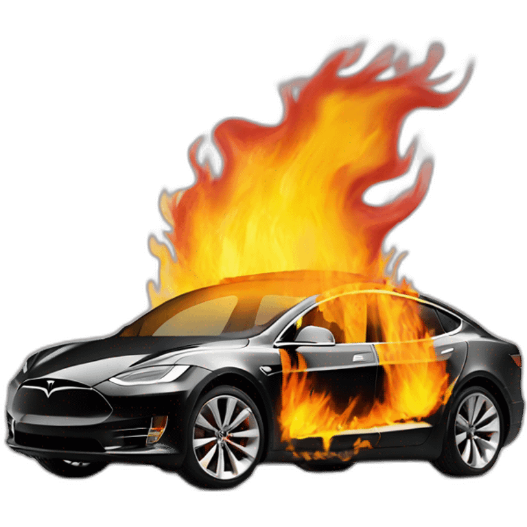 Tesla on fire emoji