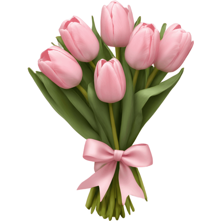 Pale Pink tulips bouquet whit a soft Pink bow emoji