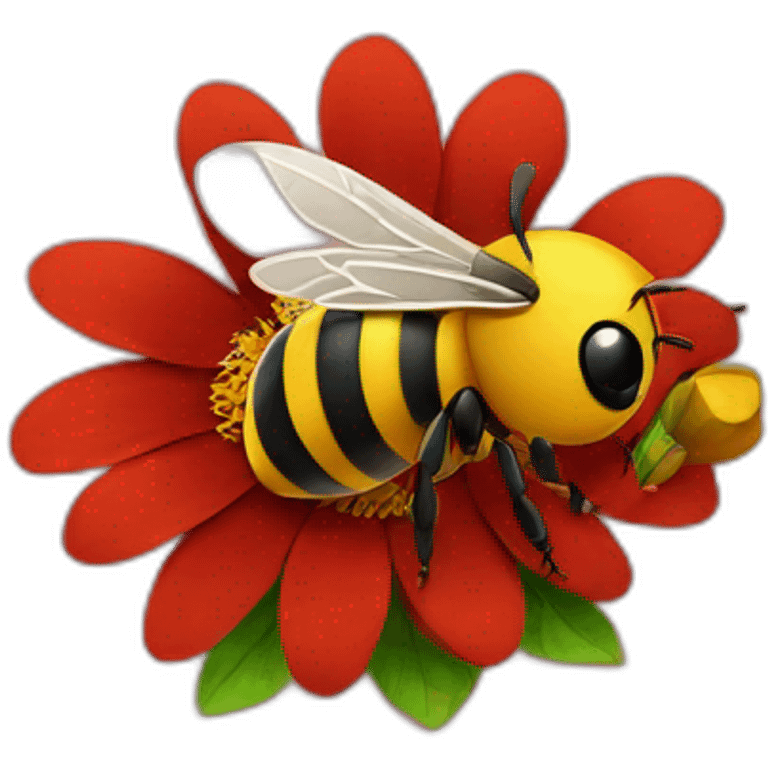 Bee with flower red emoji