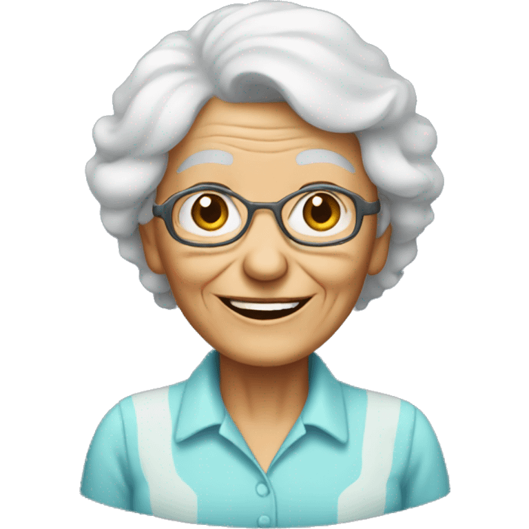 smiling old woman in shirt emoji