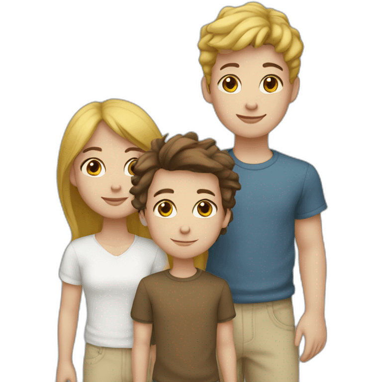 three white siblings one girl 2 boys emoji