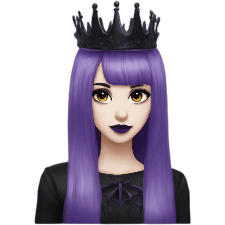 Elissabat-with-bangs-long-hair-dark-purple-and-black-vampire-goth-makeup-crown emoji