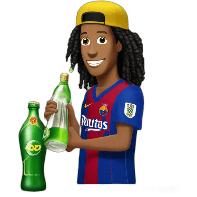 Ronaldinho brindando una botella de cereza imperial emoji