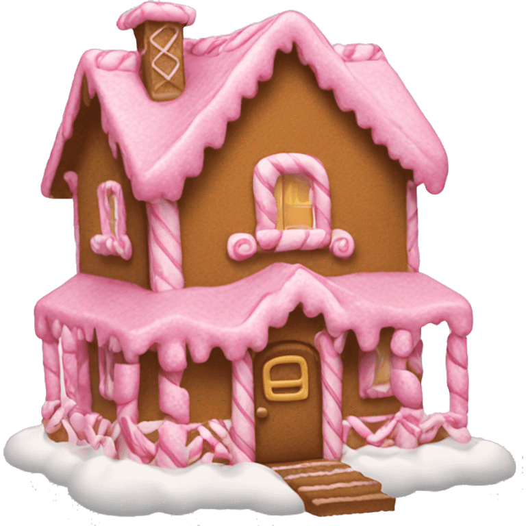 A pink gingerbread house emoji