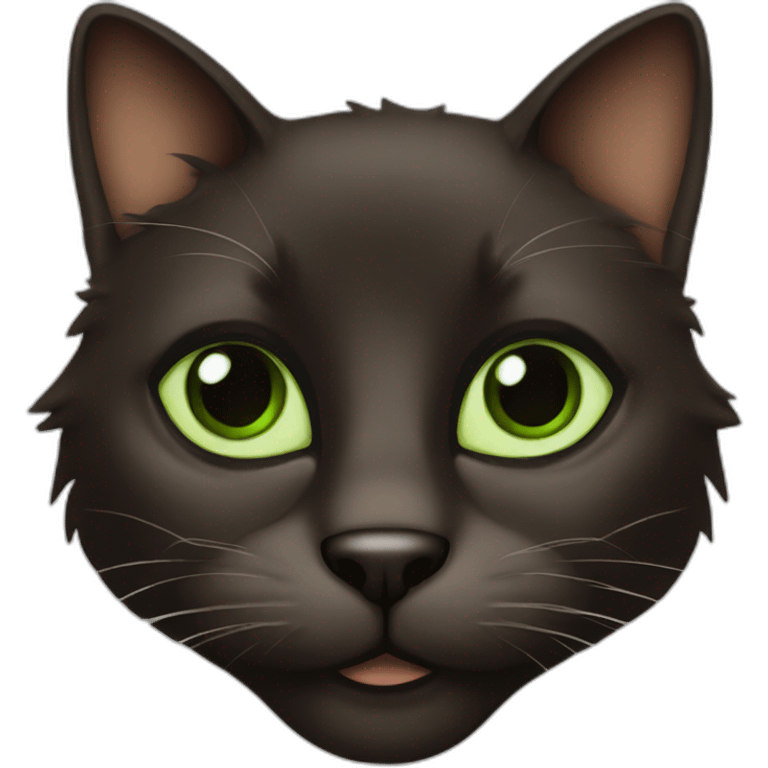 Dark brown, brown and black cat with green eyes emoji