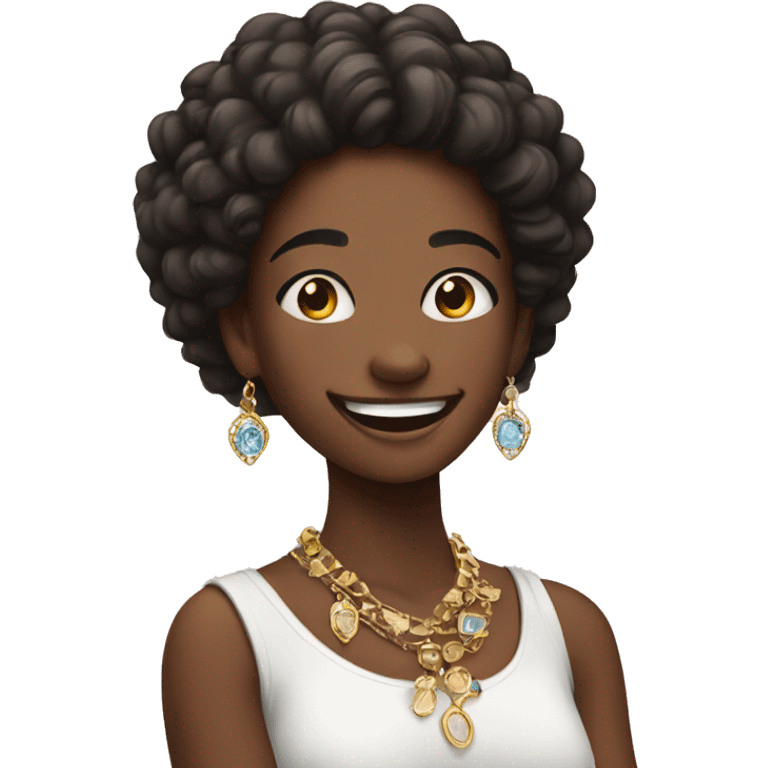 smiling girl with jewelry indoors emoji