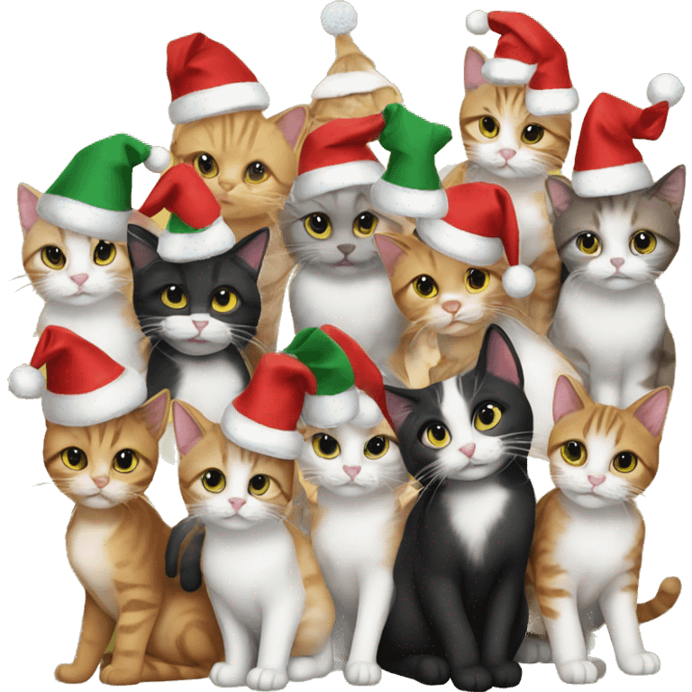 13 cats at a christmas party emoji