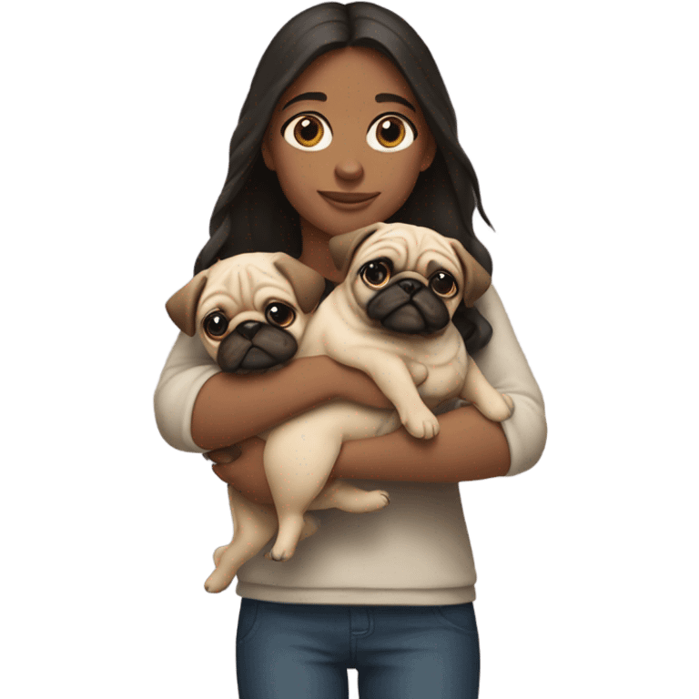 A girl with 2 pug in her arms emoji