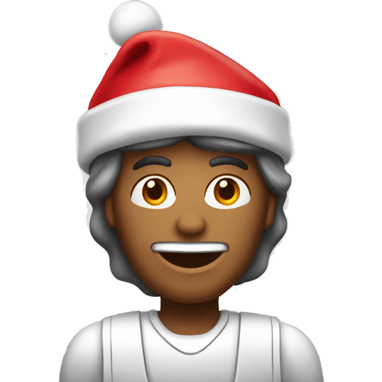 a mcdonalds worker with a christmas hat emoji