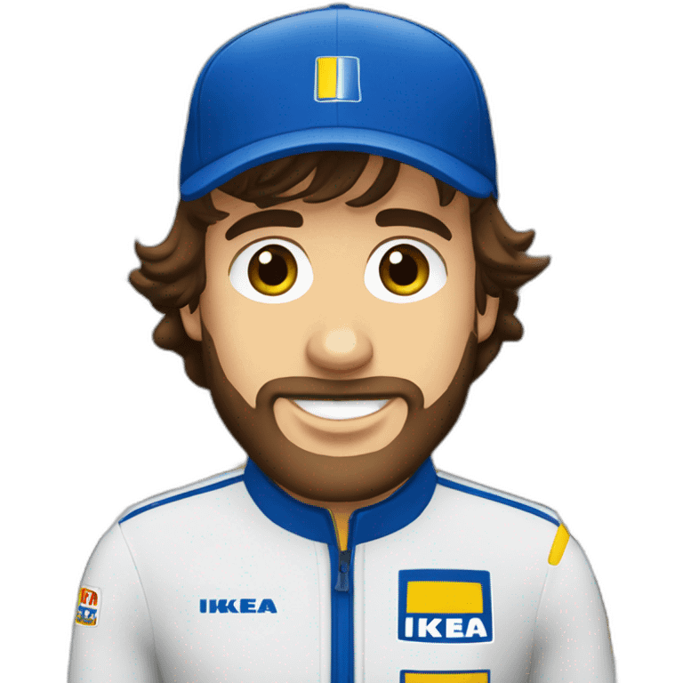 Fernando Alonso con uniforme de la tienda IKEA de pie emoji