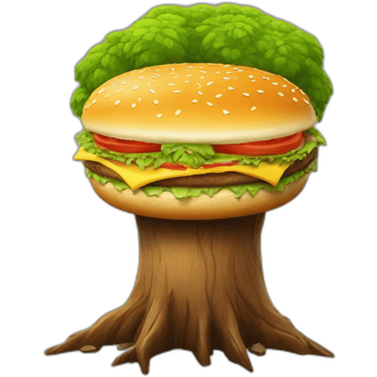 Un burger sur un tronc d’arbre emoji