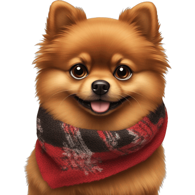 Black red Pomeranian in a scarf emoji