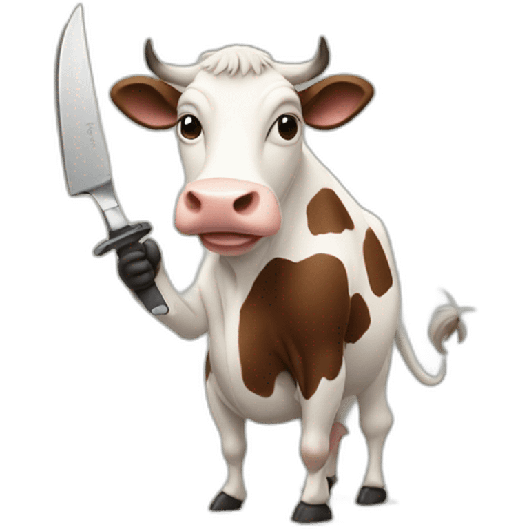 cow with a knife on her hand emoji