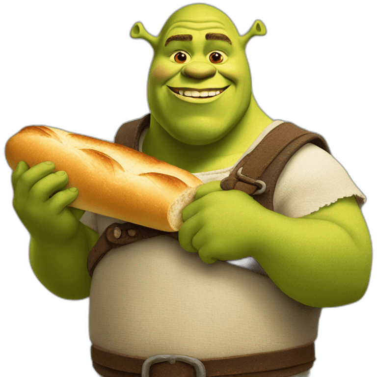 shrek holding a baguette emoji