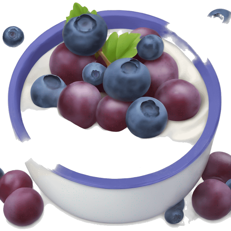 yoghurt bowl with grapes and blueberries emoji