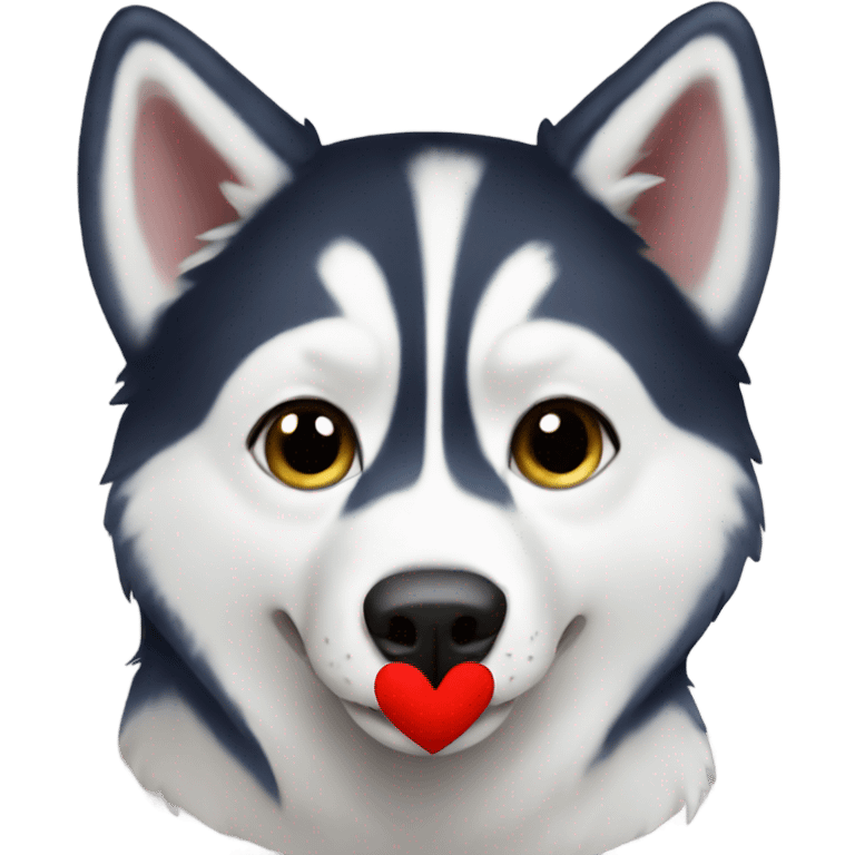 Husky with a heart emoji