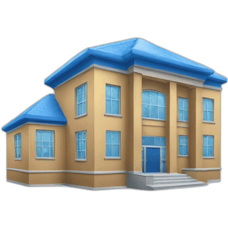 blue school building emoji