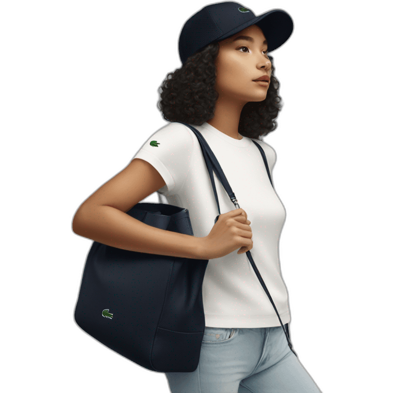 Lacoste bag latin girl with black lacoste cap emoji